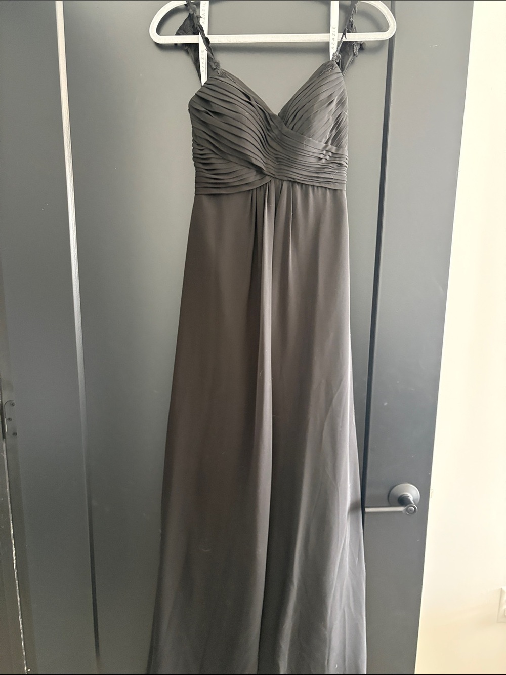 Azazie Black Pleated Bodice Maxi Dress